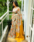 DP-X03808 Cream Floral Kanchi Sari