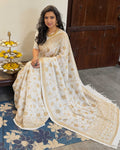 DP-Y13897 Cream Gold Saree