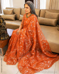 DP-Y02926 Orange Organza Saree