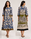 DP-X13952D Blue Kalamkari Shirt Dress