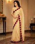 EE-R1210 - Gold & maroon pure Tissue Kota saree