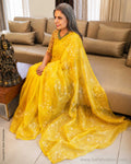 DP-Z00681 Yellow Organza Sari