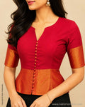BL-S36303 Red Cotton Blouse