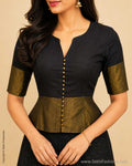 BL-S36304 Black Cotton Blouse