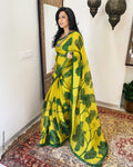 DP-Z01148 Yellow Organza Sari