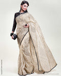 DP-Z02160 Cream Black Organza Sari