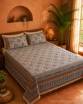 DP-Z29727 Blue Kalamkari print Bed Cover