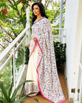 DP-Z01187 Cream Kantha cotton Sari