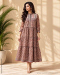 EE-Z00296 Brown Kota Dress