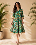 EE-Z00294 Green Kalamkari Dress