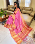 DP-W18948 Pink Linen Saree
