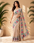 DP-Y15217 Cream Kantha Tussar