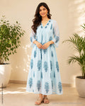 EE-X2545B Blue Organza Summer Dress