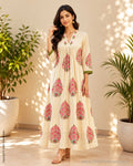 DP-Z07309 Cream Cotton Dress