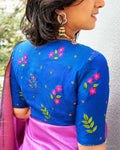BL-Y11553 Peacock Blue Kanchi Blouse