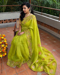 DP-Y11270 Green Organza Sari