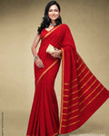 DP-X07643 Red Crepe silk Saree