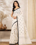 DP-Z01712 Cream Black Kantha cotton Sari