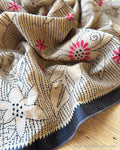 DP-Z01120 Cream Black Kantha cotton Sari