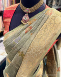 DP-V16345 Green Chanderi Silk sari