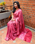 EE-Y15211 Pink Tussar Floral sari