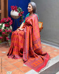 EE-Z01156 Orange Kanchi Silk Sari