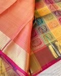 DP-Z04495 Peach Partly Pallu Kanchi