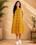 EE-Z04987 Ajrakh Yellow Dress