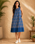 DP-X009001 Ajrakh Blue Dress