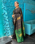 EE-Z08726 Black Green Kanchi Saree