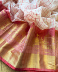DP-Z06109 Cream Red Check Saree