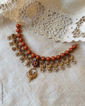 AS-Z08224 Silver Gold Coral Necklace