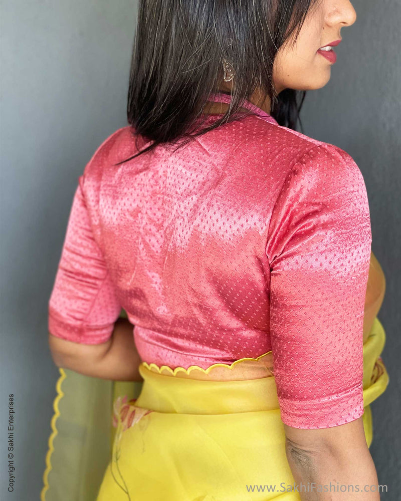 BL-V12360 Peach Mashru Blouse