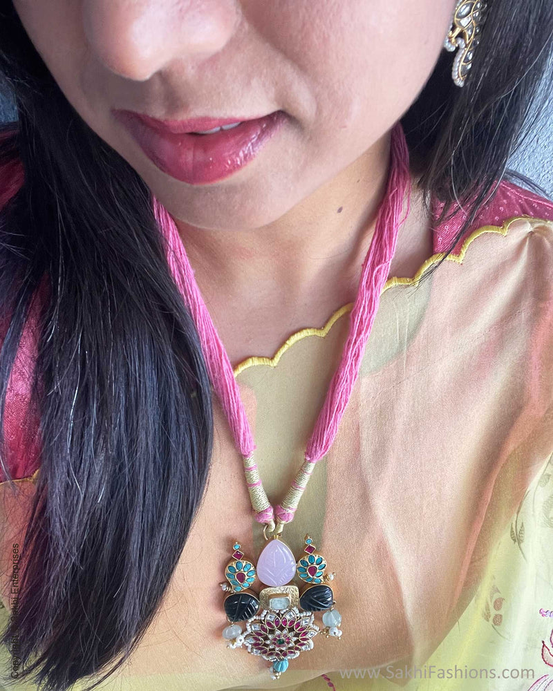 BL-V12360 Peach Mashru Blouse
