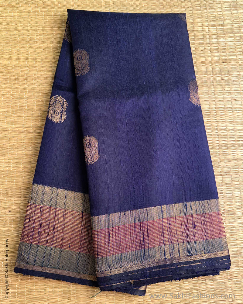 DP-Y04635 Blue Rawsilk sari