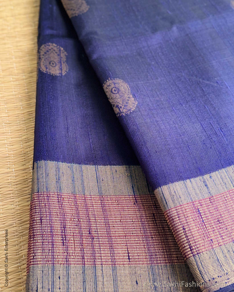 DP-Y04635 Blue Rawsilk sari