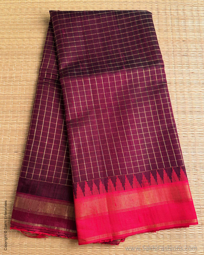 DP-Y04662 Check Rawsilk sari
