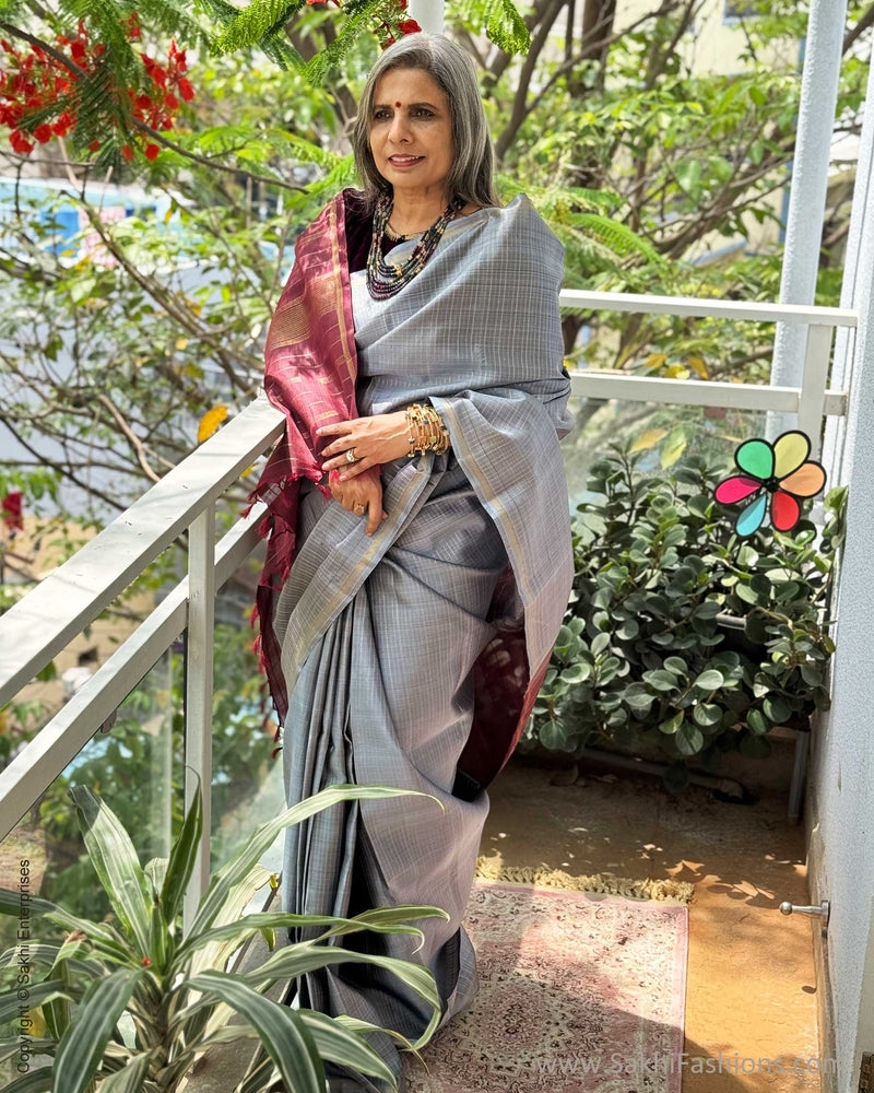 EE-Y00679 Grey Kanchi Saree