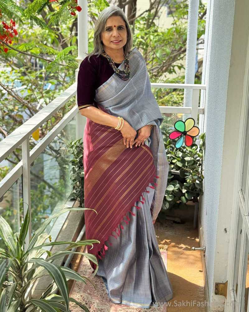 EE-Y00679 Grey Kanchi Saree