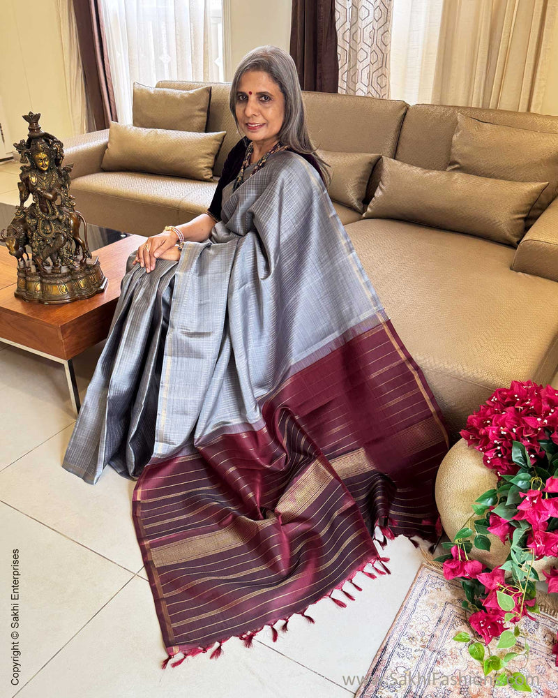 EE-Y00679 Grey Kanchi Saree