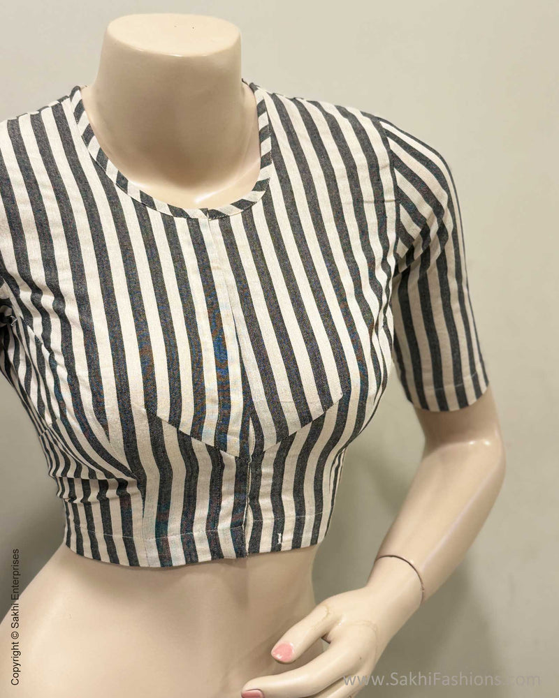 BL-X01646 Black & White Cotton Blouse