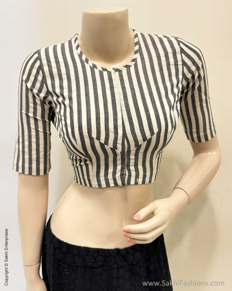 BL-X01646 Black & White Cotton Blouse