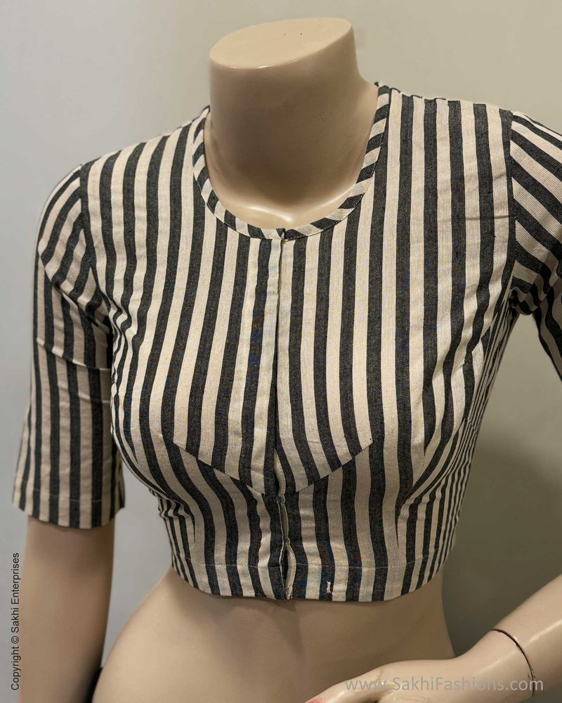 BL-X01646 Black & White Cotton Blouse