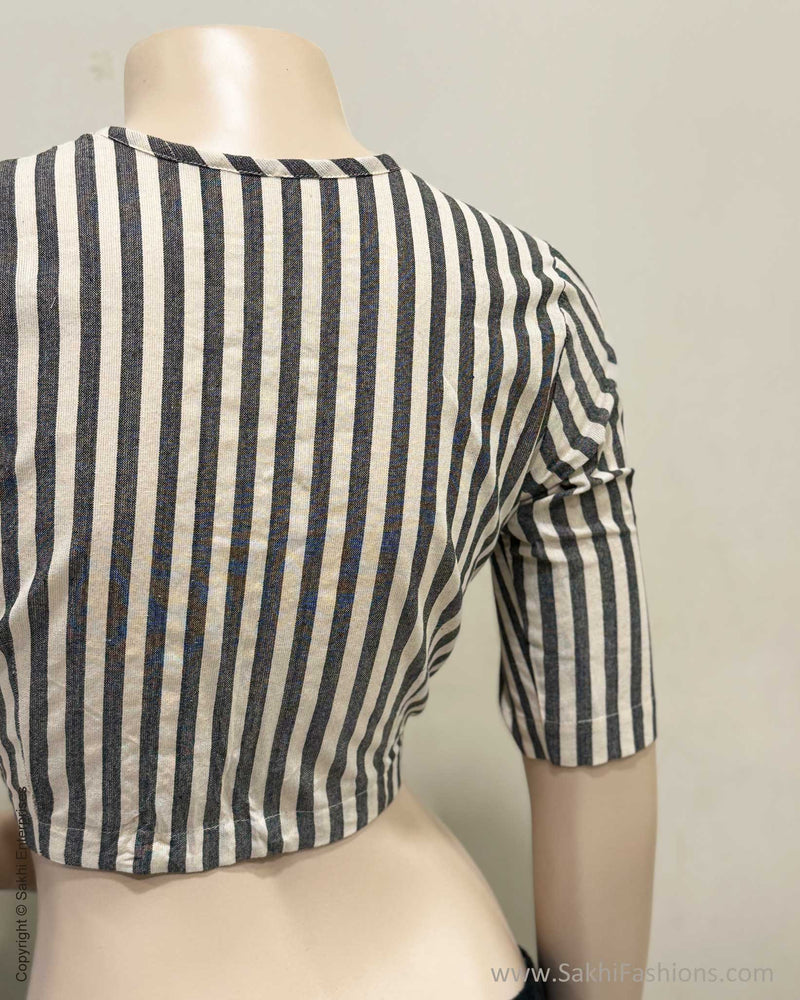 BL-X01646 Black & White Cotton Blouse