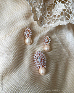 AJ-X31128 Cream Diamante Pendant Set