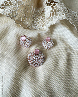 AJ-X31132 Pink Diamante Pendant Set