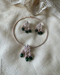 AJ-X31143 Green Diamante Pendant Set