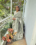 EE-W08526 Mint Green Batik Saree