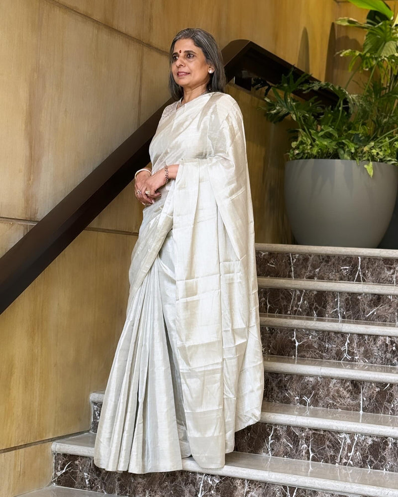 EE-W00865 Silver Tissue Chanderi