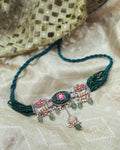 AS-W72313 Green Silver Choker
